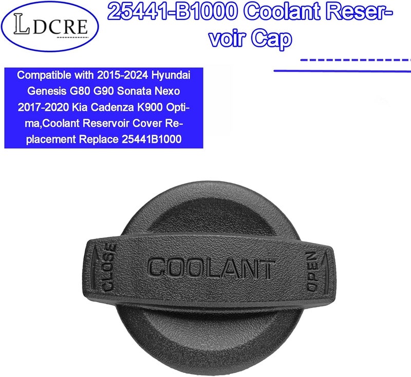 LDCRE 25441-B1000 Coolant Reservoir Cap Compatible with 2015-2024 Hyundai Genesis G80 G90 Sonata Nexo 2017-2020 Kia Cadenza K900 Optima,Coolant Reservoir Cover Replacement Replace 25441B1000 25441-B1000 - Image 2